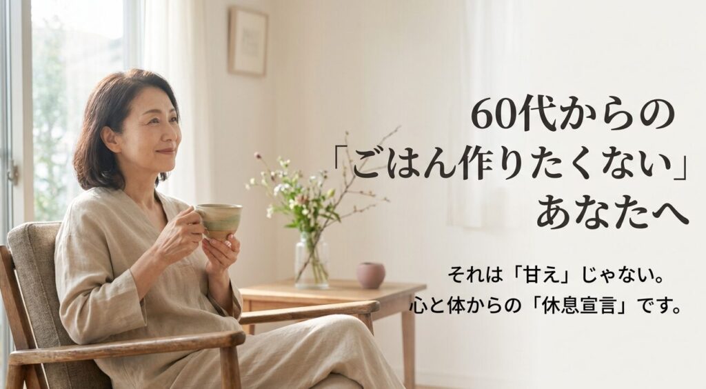 60代からの「ごはん作りたくない」は甘えではなく、心と体からの休息宣言であるというメッセージ