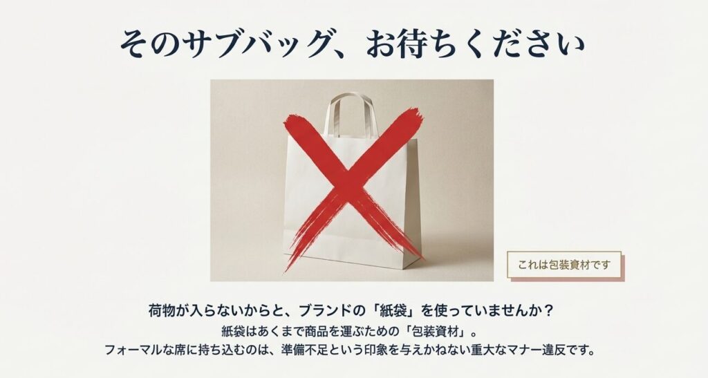 顔合わせにブランド紙袋をサブバッグにするのはマナー違反