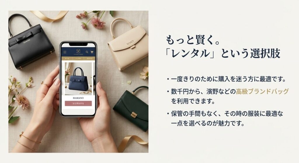 スマートフォンで予約できるブランドバッグレンタルサービス
