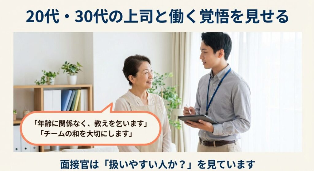 20代・30代の年下上司と働く覚悟を見せる！年齢に関係なく教えを乞いチームの和を大切にする