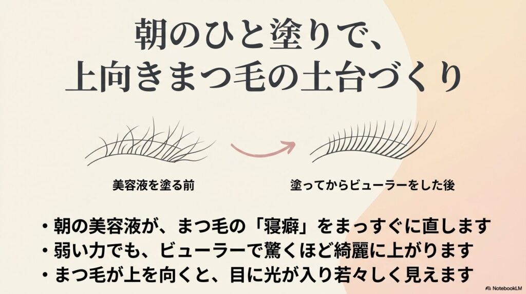 朝のひと塗りで上向きまつ毛の土台づくり