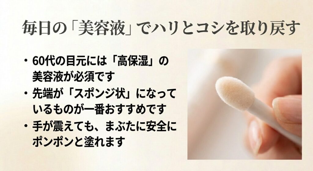 毎日の美容液でハリとコシを取り戻す。スポンジ状のチップがおすすめ