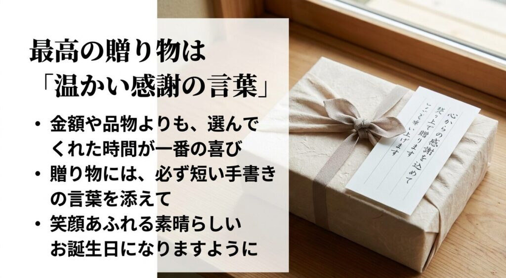 60代の母へ贈る誕生日プレゼント選びのまとめとメッセージカードの重要性
