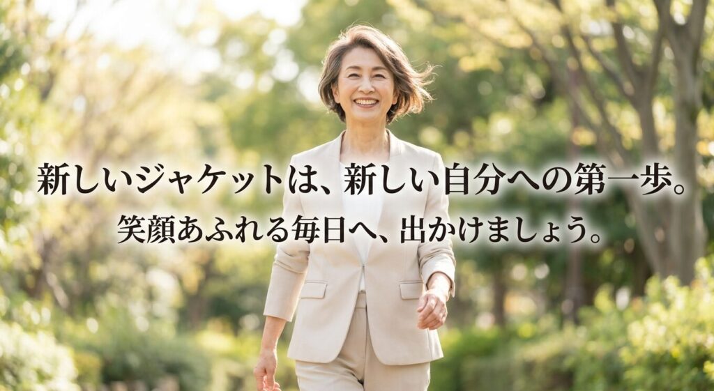 新しいジャケットは、新しい自分への第一歩。笑顔あふれる毎日へ、出かけましょう